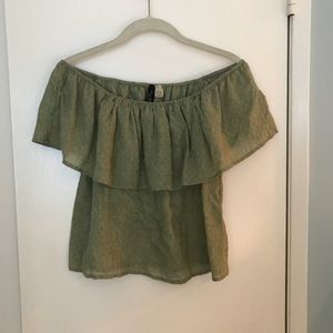 Green off the shoulder top